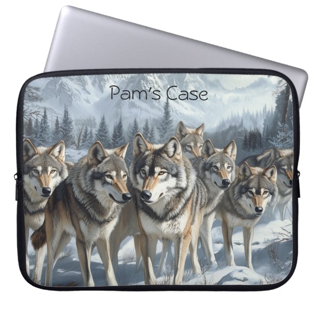 Customizable Wolf Pack Laptop Sleeve (Front)