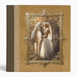 Customizable Woman and Horse Golden Forest Binder