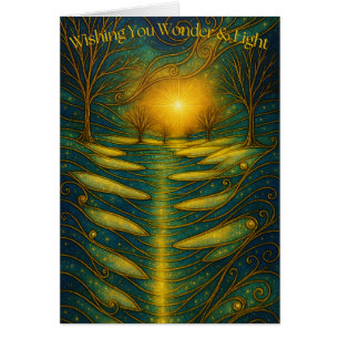 Customizable Wonder & Light Secular Holiday Card