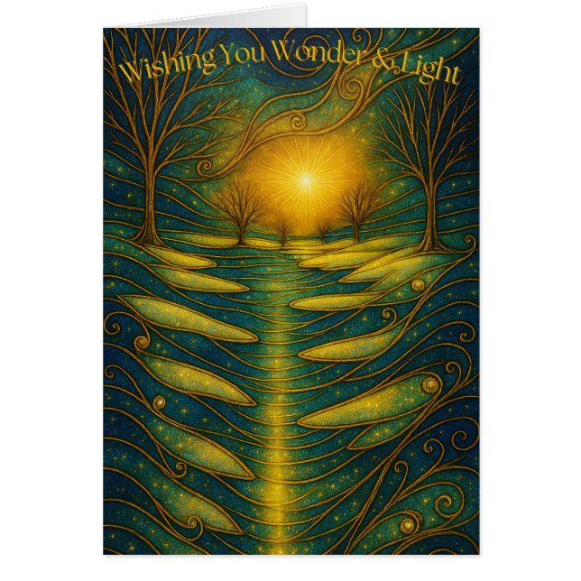 Customizable Wonder & Light Secular Holiday Card (Front)