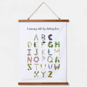 Customizable Woodland Nature Alphabet  Hanging Tap Hanging Tapestry