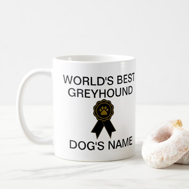 Customizable World's Best Greyhound Design  Coffee Mug (With Donut)