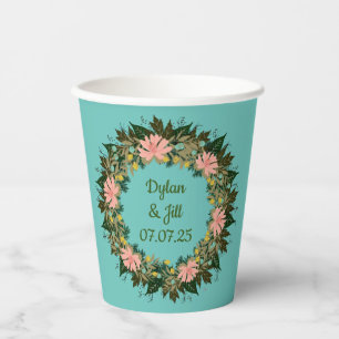 Customizable Wreath Wedding Paper Cups