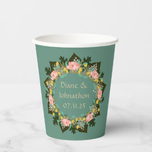 Customizable Wreath Wedding Paper Cups