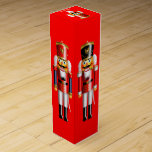 Customizable Xmas Nutcrackers Wine Gift Box<br><div class="desc">This wine gift box, ideal to wrap your bottle for the next holiday party, features colourful nutcracker toy soldiers in hussar uniforms on each side, set on a red background. It was inspired by the popular Christmas ballet "The Nutcracker." Customize this box with any name or message you like and...</div>