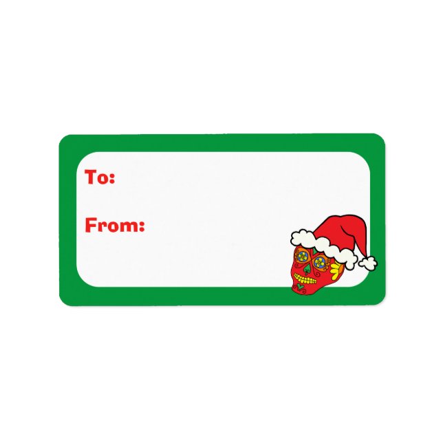 Customizable Xmas Santa Sugar Skulls Label (Front)