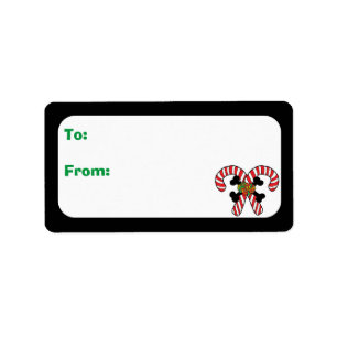 Customizable Xmas Sugar Skull Candy Canes Label