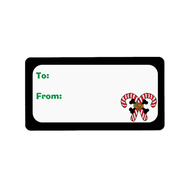 Customizable Xmas Sugar Skull Candy Canes Label (Front)