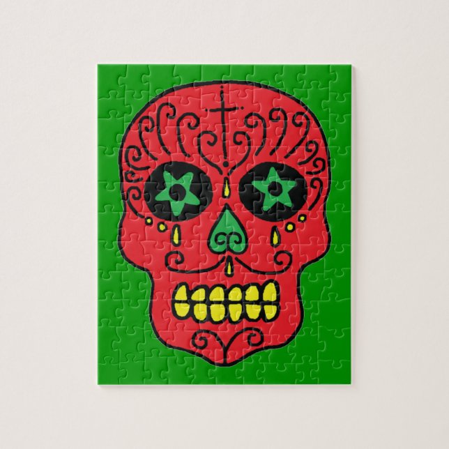 Customizable Xmas Sugar Skull Jigsaw Puzzle (Vertical)