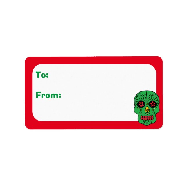 Customizable Xmas Sugar Skulls Label (Front)