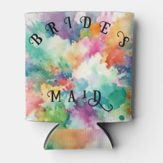 Customizable year for a Colourful bridesmaid coozy Can Cooler