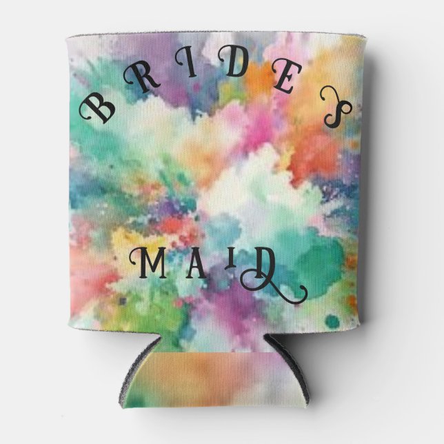 Customizable year for a Colourful bridesmaid coozy Can Cooler (Front)
