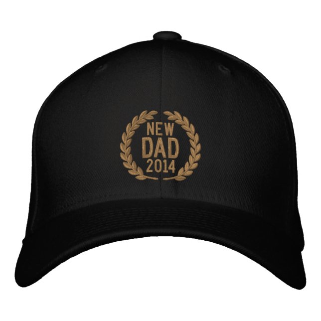 Customizable YEAR for New Dad Laurels Embroidery Embroidered Hat (Front)