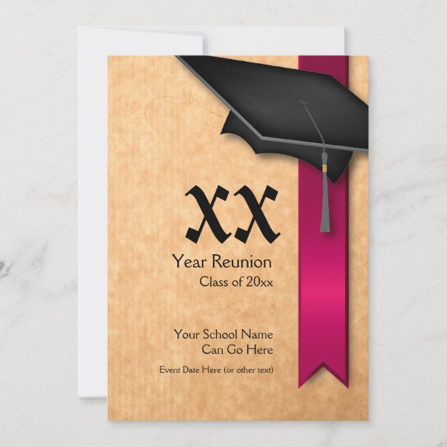 Customizable Year Maroon Class Reunion Invitation (Front)