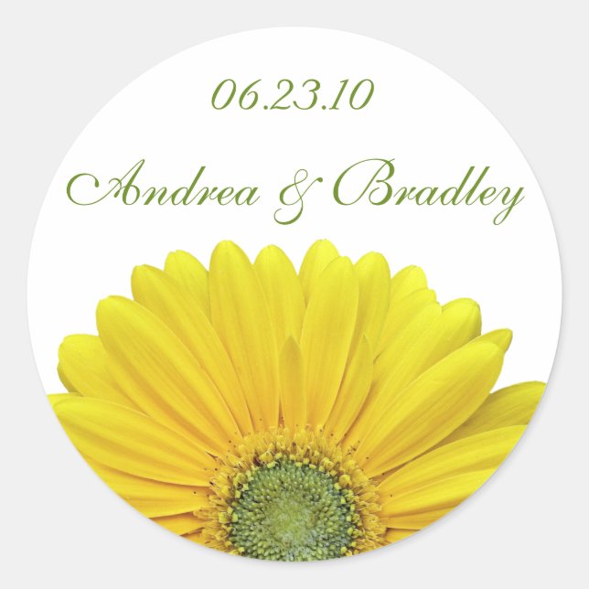 Customizable Yellow Gerbera Daisy Monogram Sticker (Front)