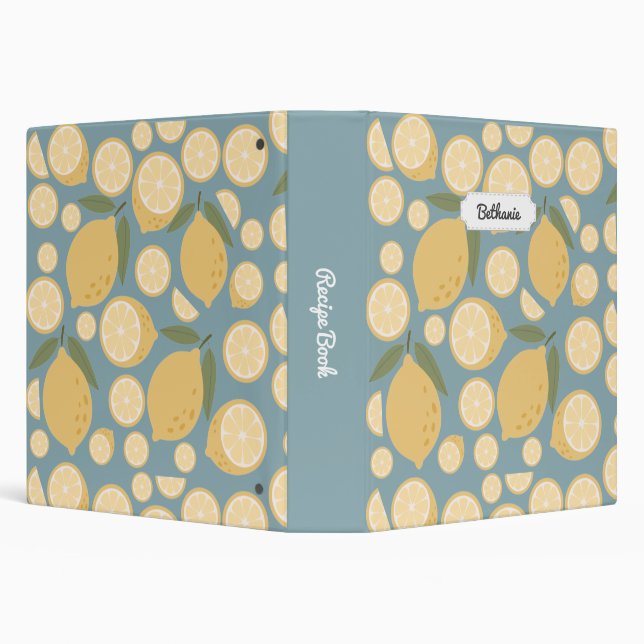 Customizable Yellow Lemon Seamless Pattern Binder (Background)