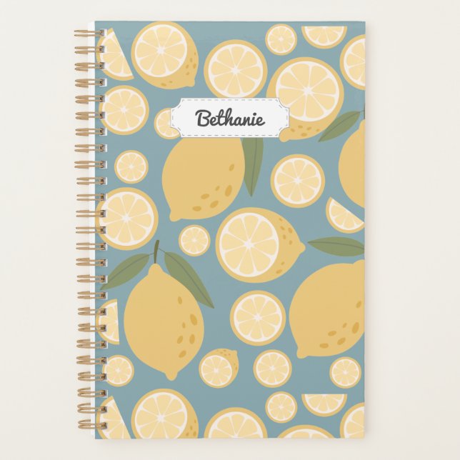 Customizable Yellow Lemon Seamless Pattern Planner (Front)