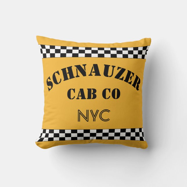 Customizable Yellow NYC Chequered Taxi Cab  Throw Pillow (Front)