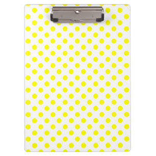 Customizable Yellow on White Polka Dots Clipboard