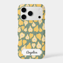 Customizable Yellow Pear Seamless Pattern