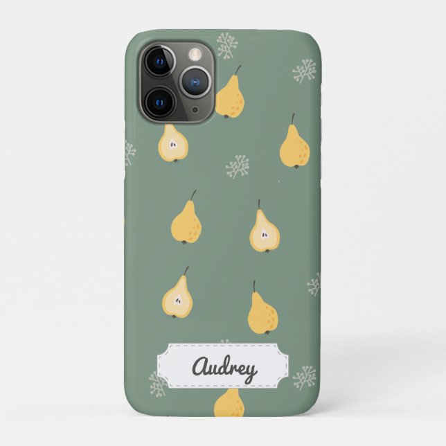 Customizable Yellow Pear Seamless Pattern Case-Mate iPhone Case (Back)
