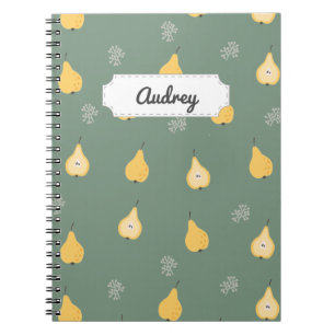 Customizable Yellow Pear Seamless Pattern Notebook