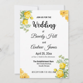 Customizable Yellow Spring Wedding Invitations