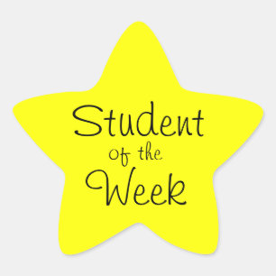 Customizable Yellow Star Student Of The Week Star Sticker