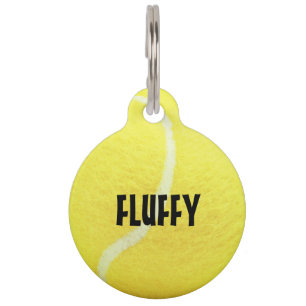 Customizable yellow tennis ball pet tag