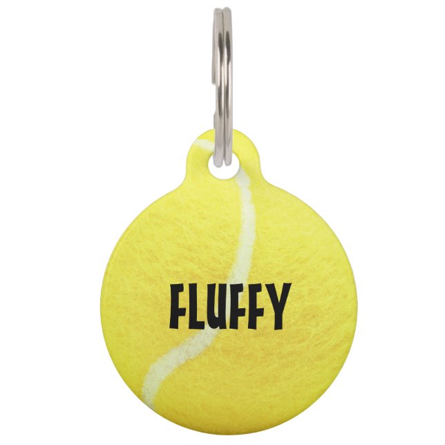 Customizable yellow tennis ball pet tag (Front)