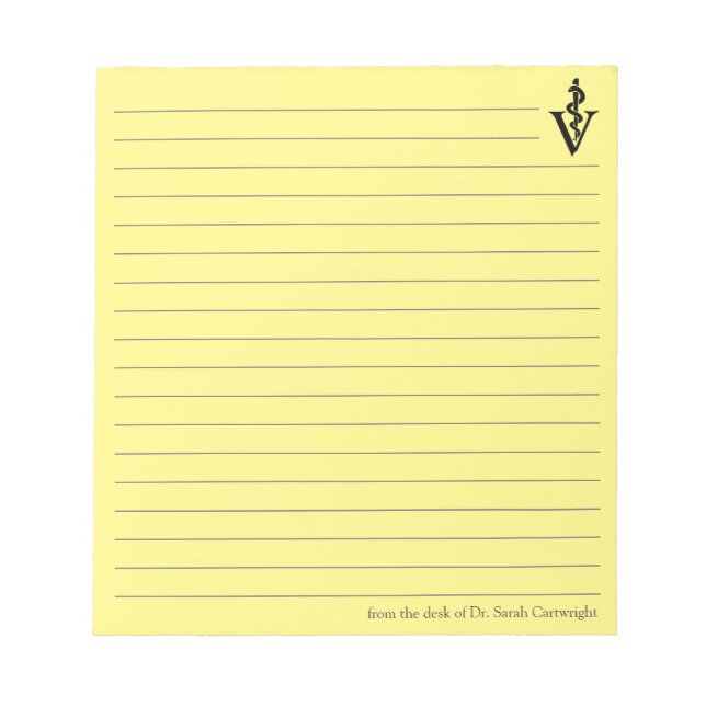 Customizable Yellow Veterinarian Office Veterinary Notepad (Front)