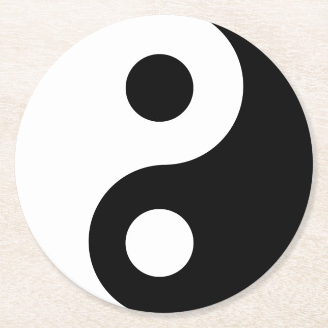 Customizable Yin Yang Symbol Round Paper Coaster (Front)