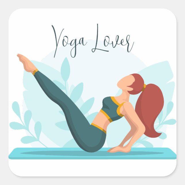 Customizable Yoga Lover Design with Navasana Pose Square Sticker (Front)