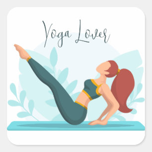 Customizable Yoga Lover Design with Navasana Pose Square Sticker