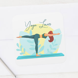Customizable Yoga Lover Design with Warrior Pose Square Sticker