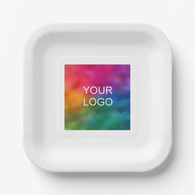 Customizable Your Company Logo Here Square Paper Plate (Front)