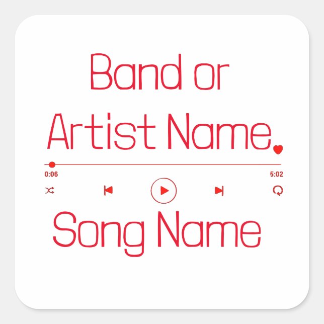 Customizable Your Favourite Music Square Sticker (Front)