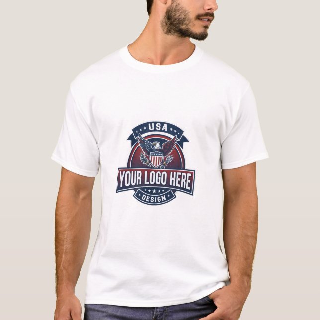 Customizable "Your Logo Here" Minimalist Shield  T-Shirt (Front)