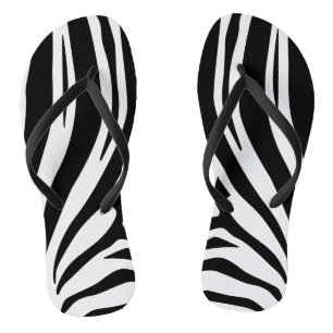 Customizable zebra print flip flops
