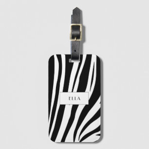 Customizable zebra print luggage tag
