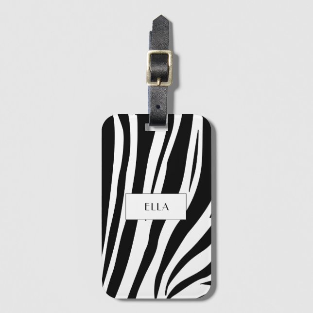 Customizable zebra print luggage tag (Front Vertical)