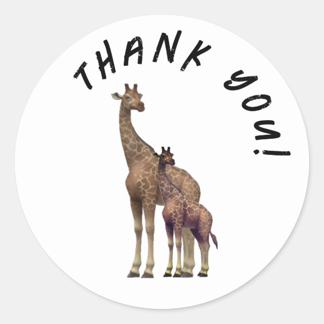Customizable Zebra Thank You Classic Round Sticker (Front)