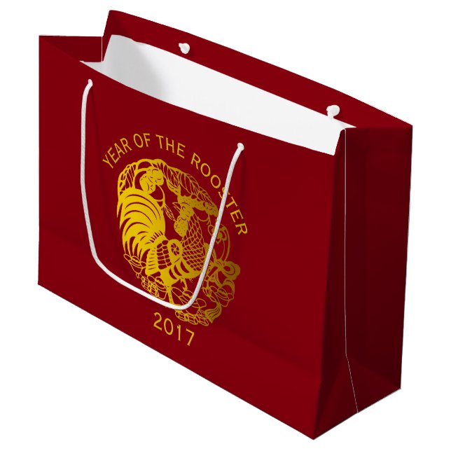 Customizable Zodiac 2017 Rooster Year Large G Bag (Front Angled)