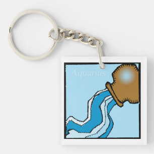 Customizable Zodiac Signs Aquarius 2sided Keychain