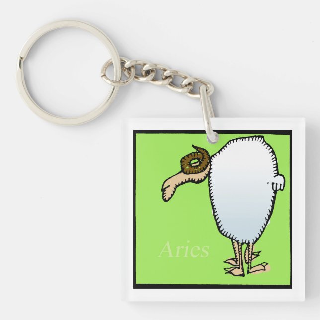 Customizable Zodiac Signs Aries 2 sided Keychain (Front)