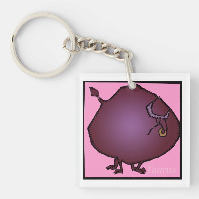 Customizable Zodiac Signs Taurus 2 sided Keychain (Front)