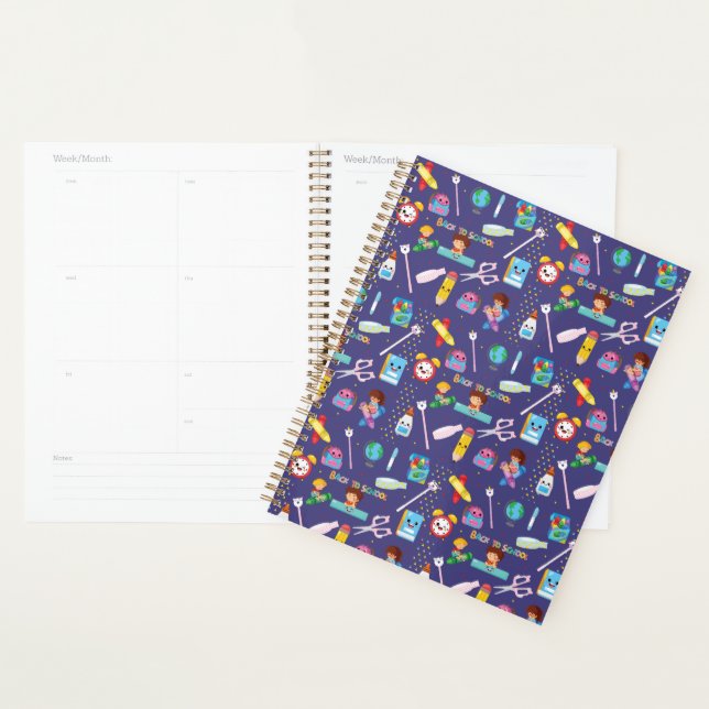 Customization Name Funny School Supplies Pattern  Planner (Display)