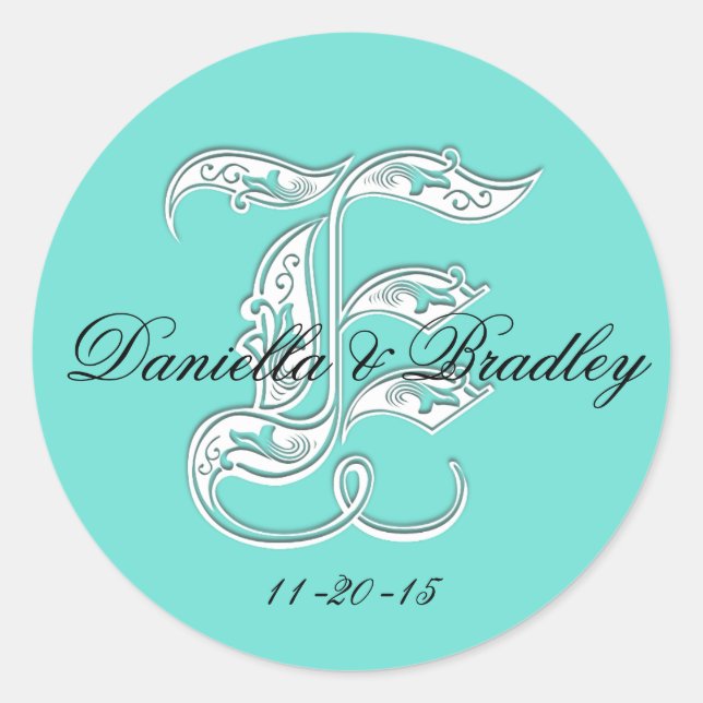 Customizble Colour - Letter "E" Wedding Classic Round Sticker (Front)