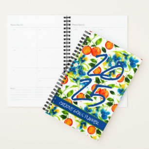 Customize 2025 Oranges & Blue Blossoms Planner