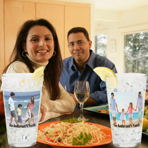 Customize 2 Family Photo   Custom Text Pint on Glass
